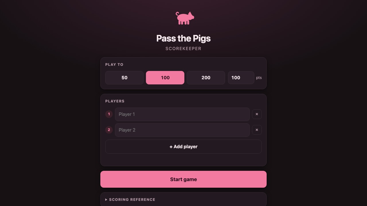 Screenshot of Pass the Pigs
